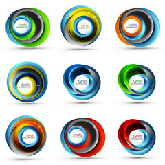 Spiral swirl flowing lines 3d vector abstract icon collection