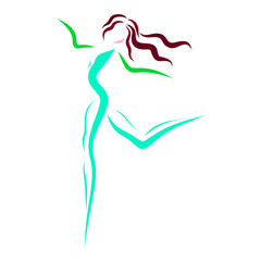 Slender girl in motion, logo