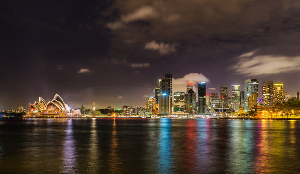 Sydney city skyline at night
