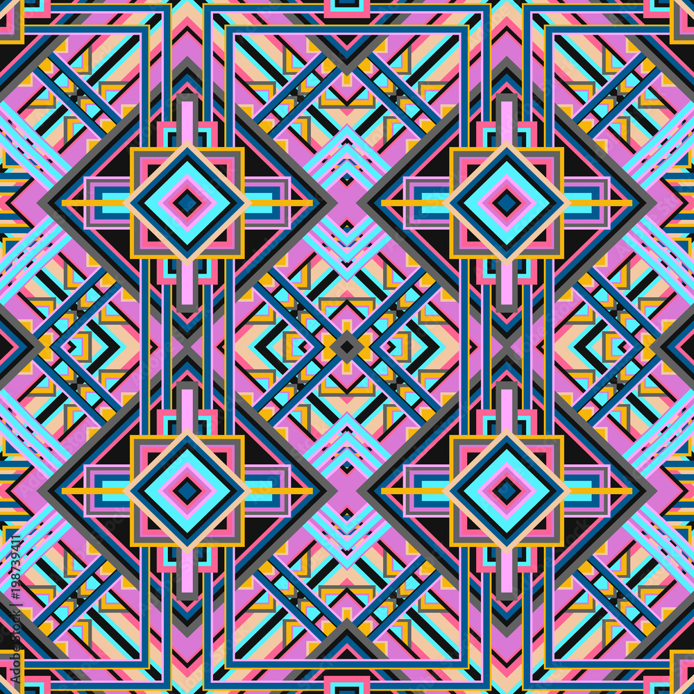 Poster ethnic abstract geometric pattern. native artistic ornament background. ethnic zigzag simple texture