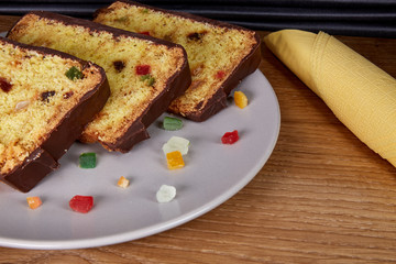 fruitcake and small pieces candied fruits