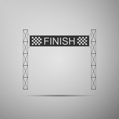 Ribbon in finishing line icon isolated on grey background. Symbol of finish line. Sport symbol or business concept. Flat design. Vector Illustration