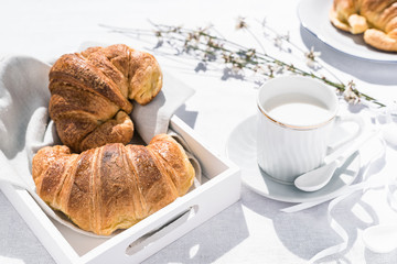 breakfast with brioche on a sunny morning