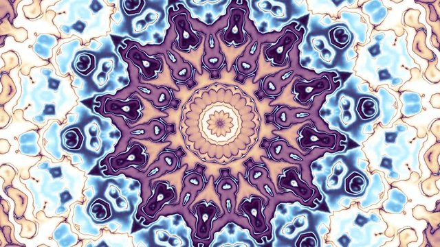 Spinning abstract ornamental vintage circle. Abstract footage in Art Nouveau style.