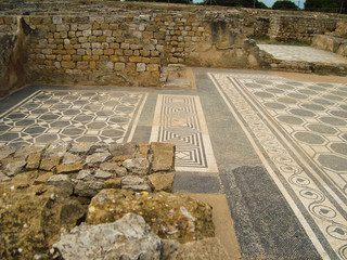 Old Stone Wall Ruins Sand Architecture Damaged Brown Floor Roman Greek