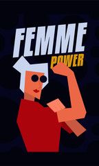 "femme power" Modern Abstract We Can Do It Rosie the Riveter Women Poster. Women, girl, female strength poster.