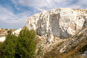 White chalk rock in the quarry