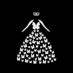 Silhouette of woman with butterflies