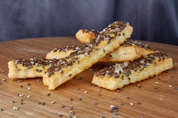 baked sticks with chia seeds, salt