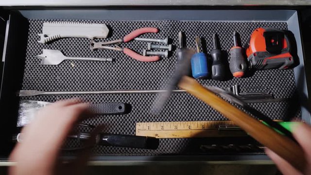 Open the box with locksmith tools. Own workshop concept