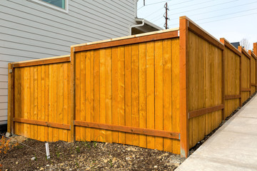 New House Wood Fence Construction - 198744878