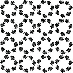 Vector seamless floral pattern. Black petals arranged in a circle on a white background. Abstract background.