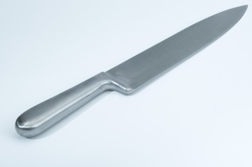 Stainless steel kitchen knives isolated.