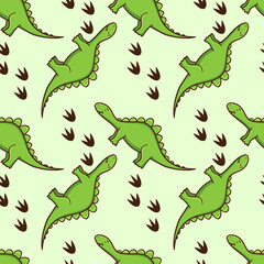 Cute cartoon dinosaurs pattern. Vector illustration