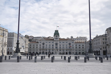 Trieste, Italy - March 19, 2018 : View of Piazza Unita di Italia