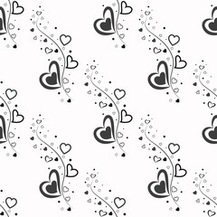 Doodle hearts in black and gold seamless pattern. Hipster simple pattern for wrapping paper or background.