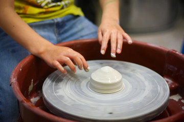 Young Boy Creates Pottery