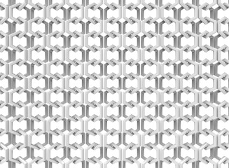 3d rendering. vertical White hexagonal chains wall background.