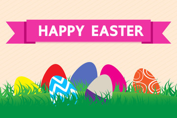 Happy easter day vector cartoon design with colorful eggs