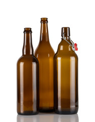 Empty bottles isolated on white background