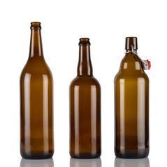 Empty bottles isolated on white background