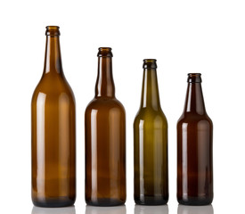 Empty bottles isolated on white background