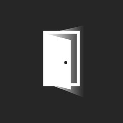 Open door icon in trendy flat style. Symbol for website design, logo, app, UI.