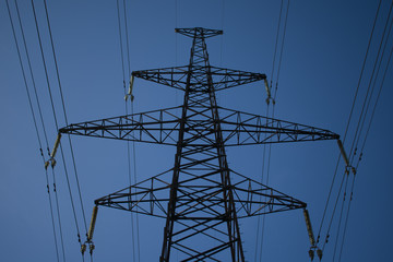 aerial power transmission line to power consumers