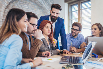 Group business people meeting to discuss ideas in modern office