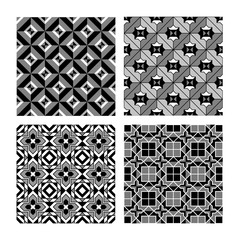 monochrome seamless patterns set. abstract vector background.