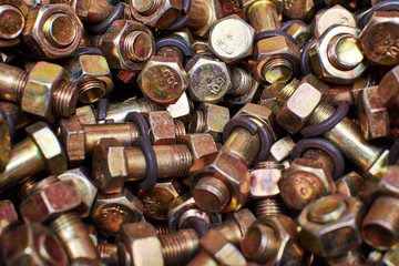 Nuts bolts background closeup