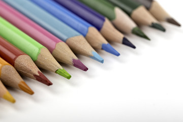 Color pencils on a white background.