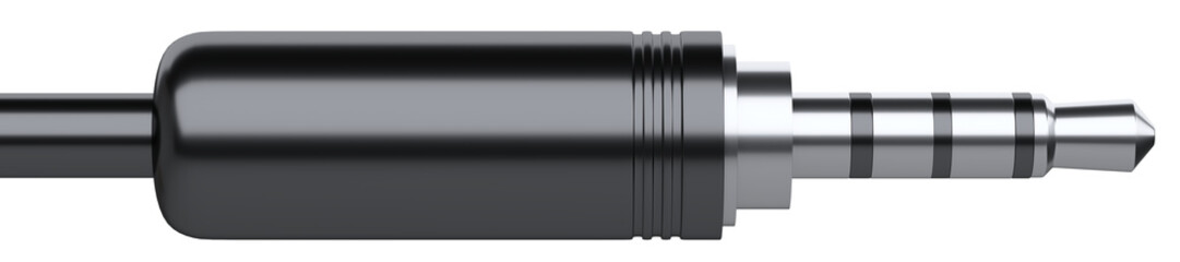 Black 3.5 mm audio stereo mini jack plug for headphones.