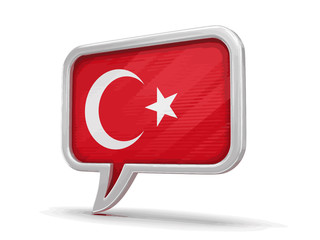 Speech bubble with Turkish flag. Image with clipping path