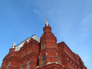 Fototapeta na wymiar Russian architecture landmark. The building of the state historical Museum on Red square in Moscow