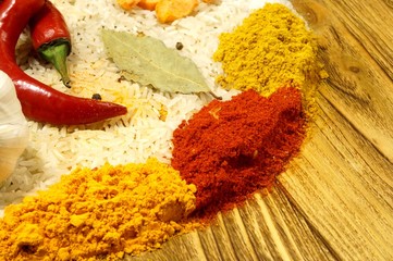 Set of vegetable paella, pilaf, risoto, porridge, close-up. Ecological food. Vegetarianism.