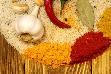 Set of vegetable paella, pilaf, risoto, porridge, close-up. Ecological food. Vegetarianism.