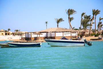 sea beach and fishing boat