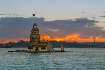 Fototapeta premium Istanbul, Turkey, 28 January 2007: The Maiden's Tower