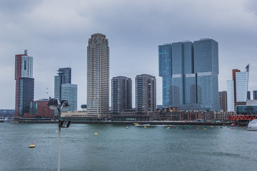 Fototapeta premium Rotterdam, South Holland/The Netherlands - March 17 2018: City skyline as seen from the Rijnhaven
