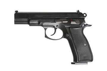 black pistol on white