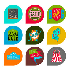 Super sale extra bonus banners text in color drawn label business shopping internet promotion vector illustration