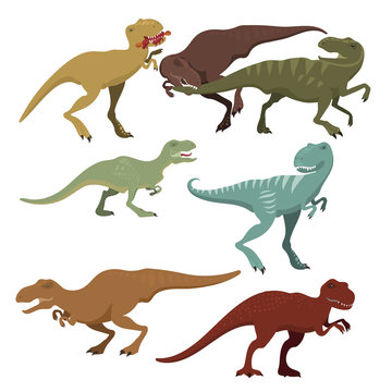 Scary dinosaurs vector tyrannosaurus t-rex danger creature force wild jurassic predator prehistoric extinct illustration