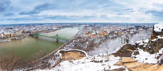 Panoramic view on Budapest in winter