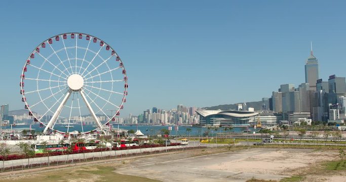 Hong Kong city landmark and blue sky