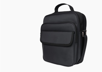 Black mens bag isolated on white background
