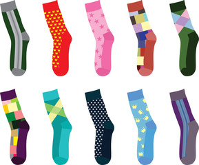 Colorful set of socks. vector illustration
