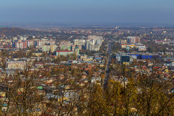 Fototapeta na wymiar L'viv. Western Ukraine. 08. 07. 2017. Panorama of the old central part of the city of Lviv from the height of the highest