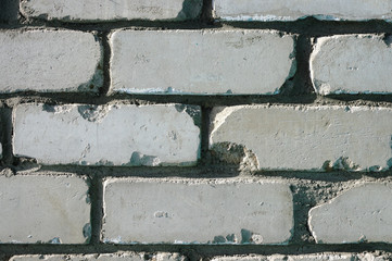 Wall of white brick. Brick masonry with smooth seams. Accurate brickwork. Brick masonry with smooth seams. Accurate brickwork. Wall texture background. Building of white brick.