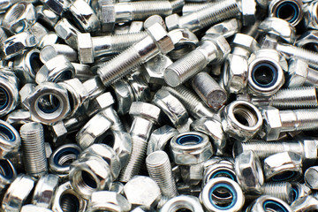 Nuts bolts background closeup